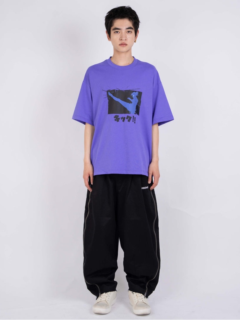 Nonsense x Dandadan Momo Ayase Kick Graphic Tee in Brilliant Purple- Size Medium